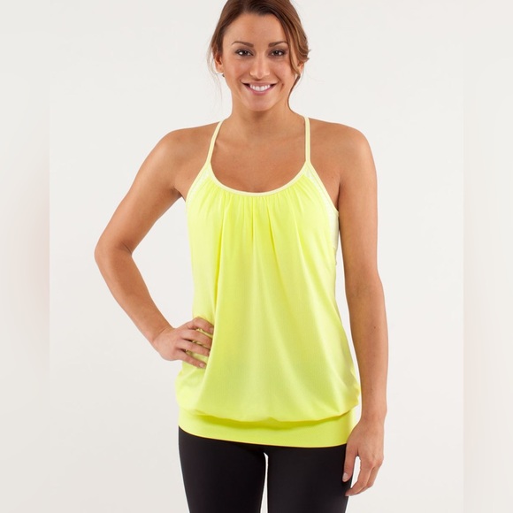 BNWOT Lululemon No Limits Tank in Clarity Yellow Polar Cream Stripe. Size 6. - Picture 2 of 10